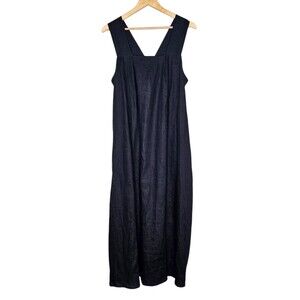 LUXMII Linen Maxi Dress Blue S/M Hand Pockets Sleeveless Quiet Luxury Minimalist